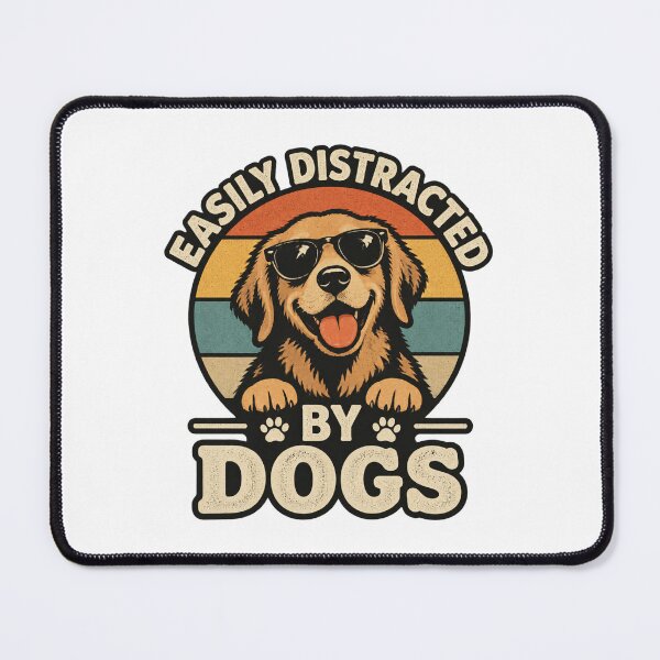 Item preview, Easily Distracted By Dogs Vintage Retro Funny Dog Lover Design designed and sold by Piiouf.