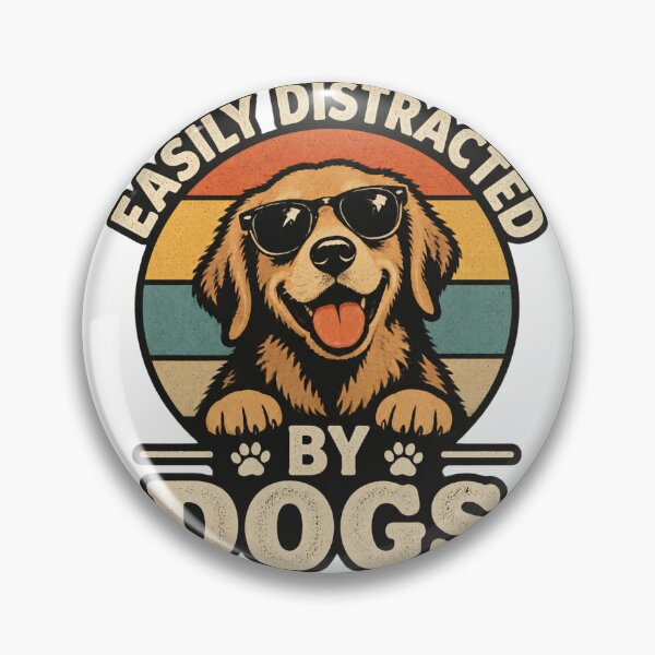 Item preview, Easily Distracted By Dogs Vintage Retro Funny Dog Lover Design designed and sold by Piiouf.