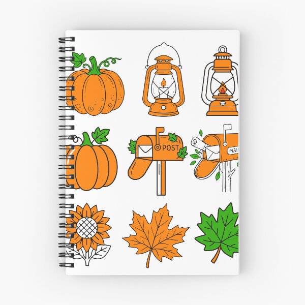 Item preview, Vintage Autumn Postcard Flat Vector Icon Set with Maple Leaf and Lantern designed and sold by NUSA NIPA.