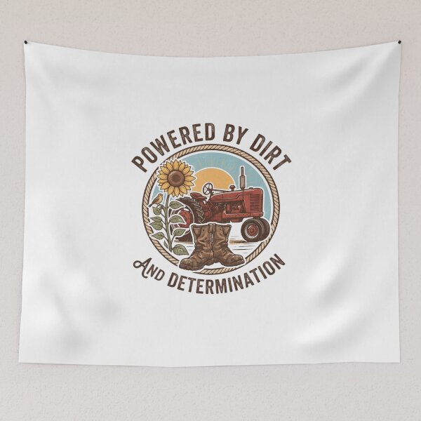 Item preview, Powered by Dirt and Determination Vintage Farmer Tractor Design designed and sold by KreatoLab.
