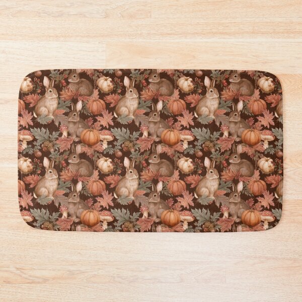 Item preview, Cute Autumn Rabbits Fall Leaves Pumpkin Pattern designed and sold by NicolasGlowArt.