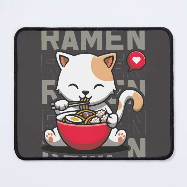 Item preview, Adorable Cat Enjoying Ramen Noodles Cute Kawaii Japanese Noodle Lover Illustration designed and sold by StrangeDesigns.