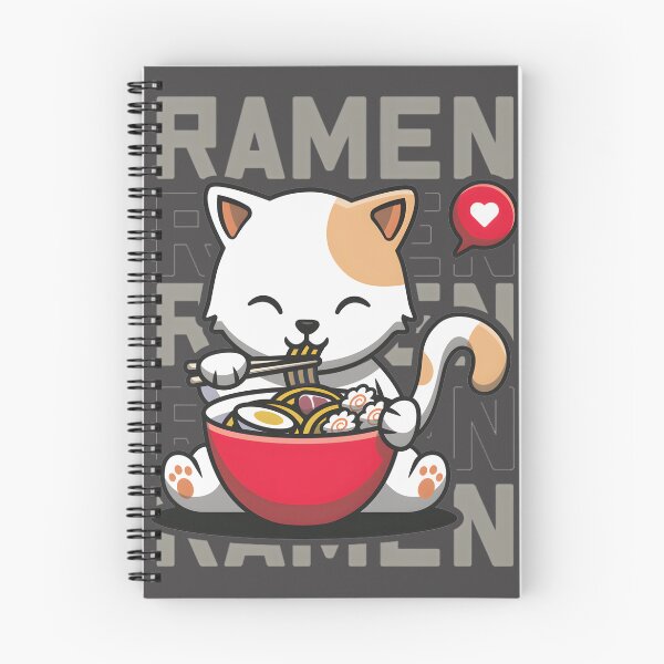 Item preview, Adorable Cat Enjoying Ramen Noodles Cute Kawaii Japanese Noodle Lover Illustration designed and sold by StrangeDesigns.