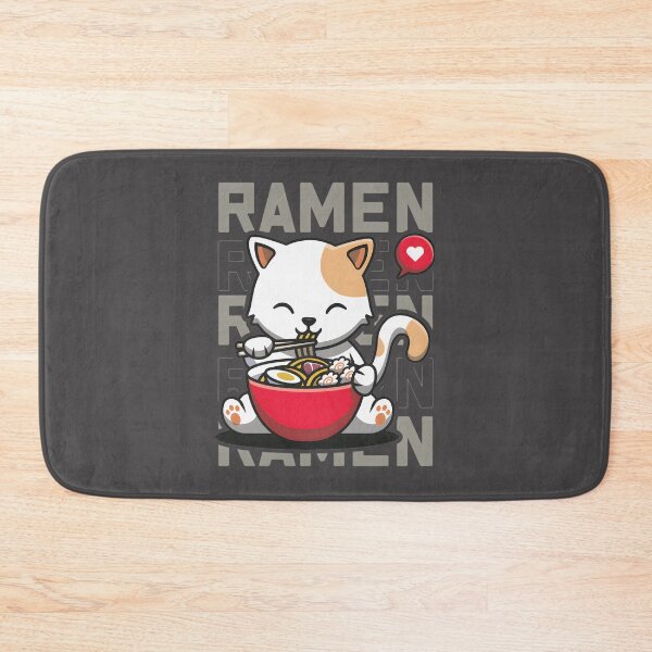 Item preview, Adorable Cat Enjoying Ramen Noodles Cute Kawaii Japanese Noodle Lover Illustration designed and sold by StrangeDesigns.