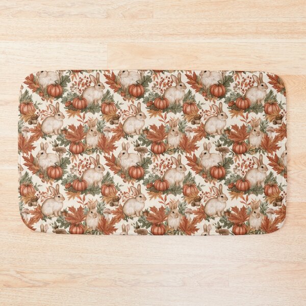 Item preview, Watercolor Autumn Bunny Pumpkin Fall Leaves Pattern designed and sold by NicolasGlowArt.