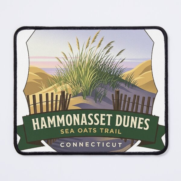 Item preview, Hammonasset Dunes Sea Oats Trail Connecticut Heraldic Sticker designed and sold by DetourDgn.