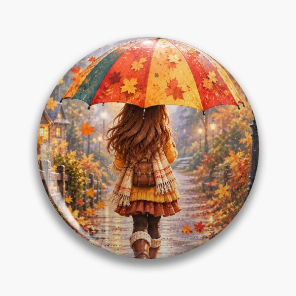 Item preview, Walking Through Autumn Rain – Cozy Fall Girl designed and sold by NestDesigns01.
