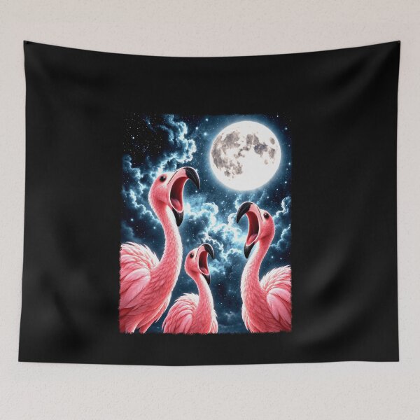 Item preview, Surreal Flamingos Under a Full Moon designed and sold by elderberry.