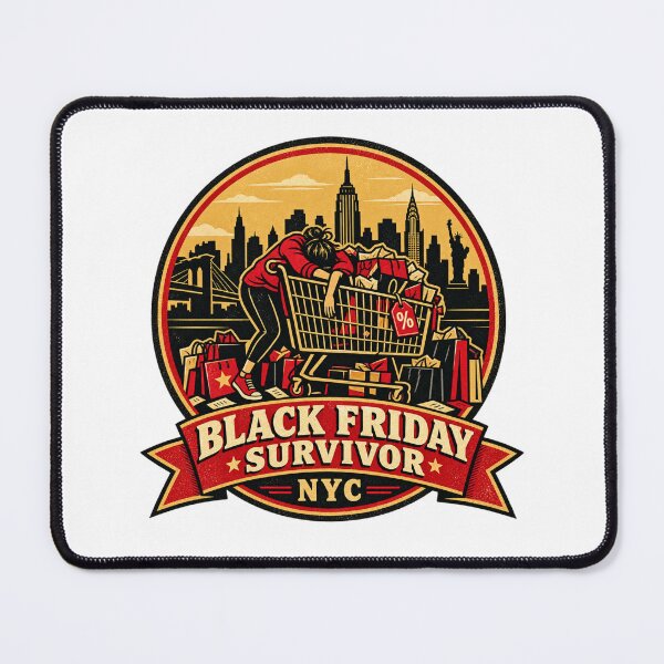 Item preview, Black Friday Survivor NYC Shirt – Funny Shopping Retro Badge Design designed and sold by Globalcitytees.