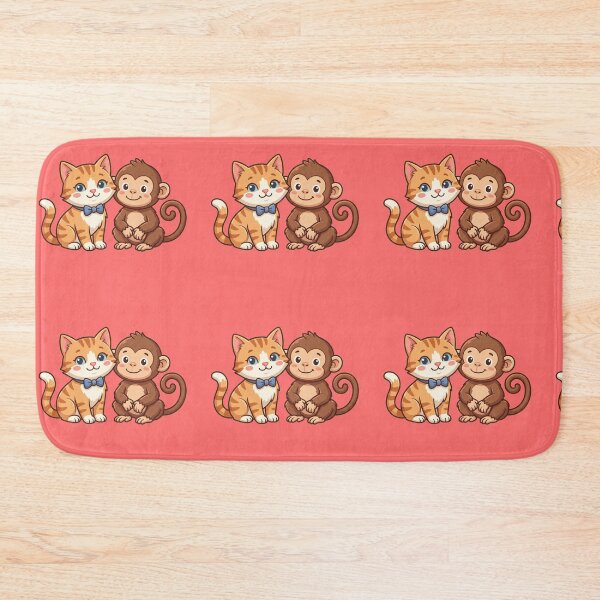 Item preview, Cute Orange Tabby Cat in Bow Tie and Friendly Monkey Best Friends Illustration designed and sold by KaleeDesigns.
