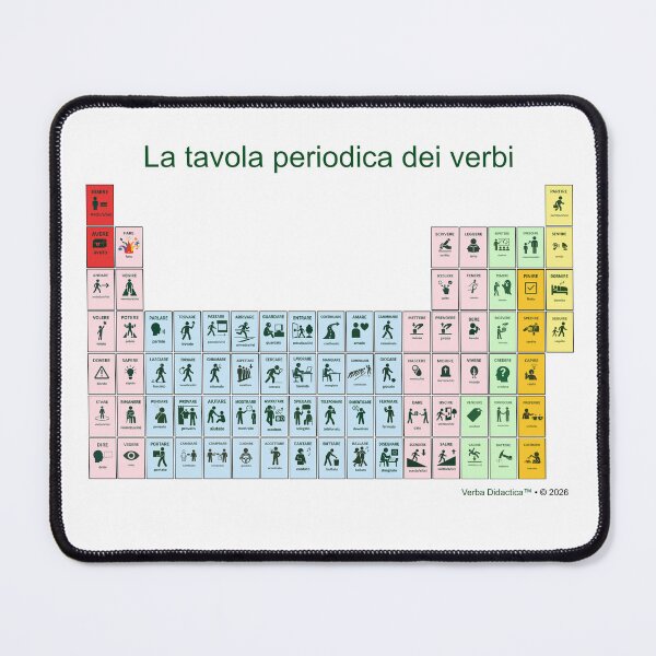 Item preview, A playful visual periodic table of Italian verbs - green letters designed and sold by VerbaDidactica.