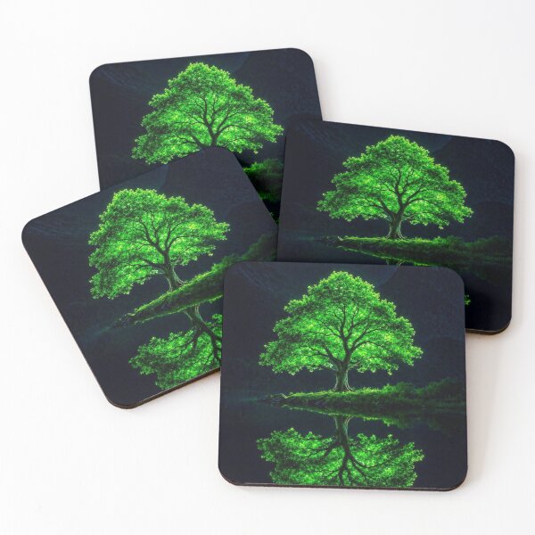Item preview, Glowing Green Tree Reflection at Night designed and sold by Mr besho.