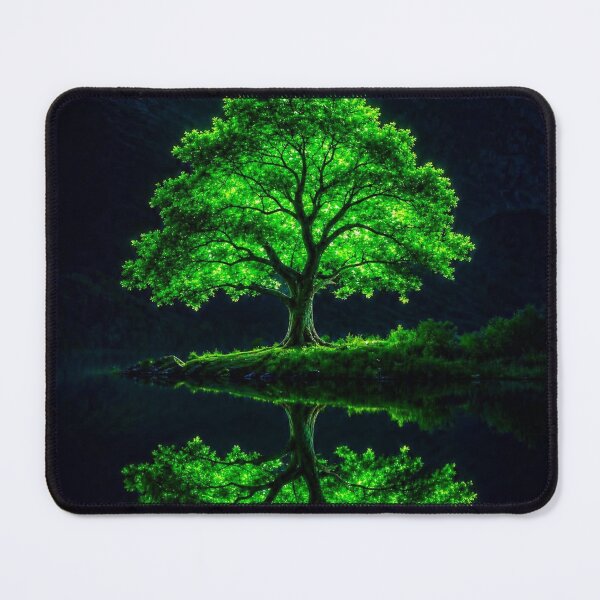 Item preview, Glowing Green Tree Reflection at Night designed and sold by Jeniej.