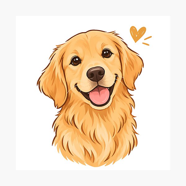 Item preview, golden retriever with a small heart designed and sold by Isliath.