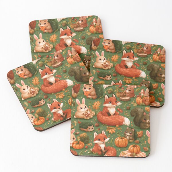 Item preview, Cute Autumn Woodland Animals Fox Squirrel Bunny designed and sold by NicolasGlowArt.