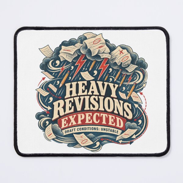 Item preview, Heavy Revisions Expected – Funny Writer Weather Forecast Design designed and sold by Golden Era Studio.