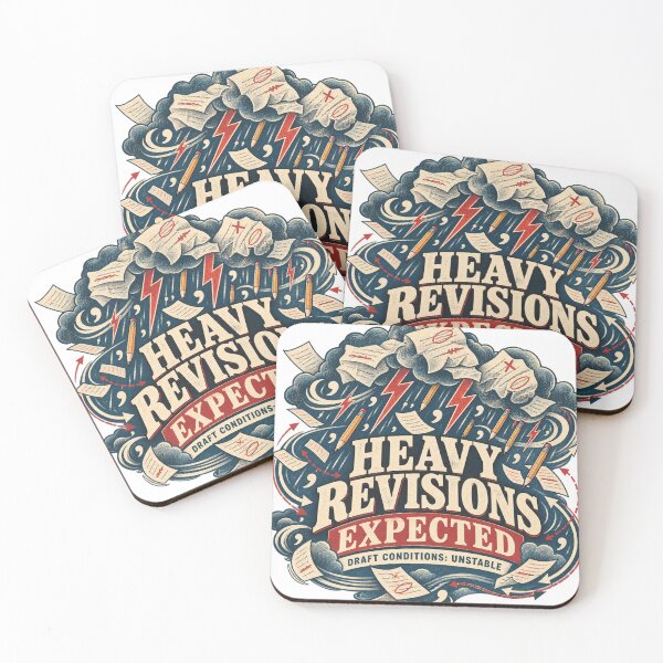 Item preview, Heavy Revisions Expected – Funny Writer Weather Forecast Design designed and sold by Golden Era Studio.