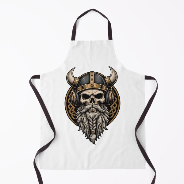 Item preview, Vintage Viking Skull with Beard Wearing Headphones Art Design designed and sold by JessElle05.