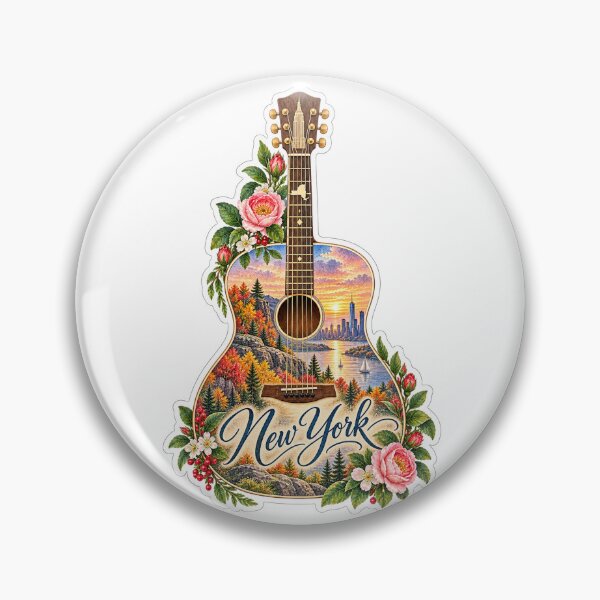 Item preview, New York City and Mountains Guitar designed and sold by Whimspired By Paxx.