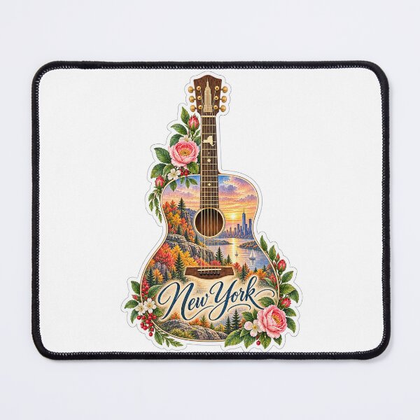 Item preview, New York City and Mountains Guitar designed and sold by Whimspired By Paxx.