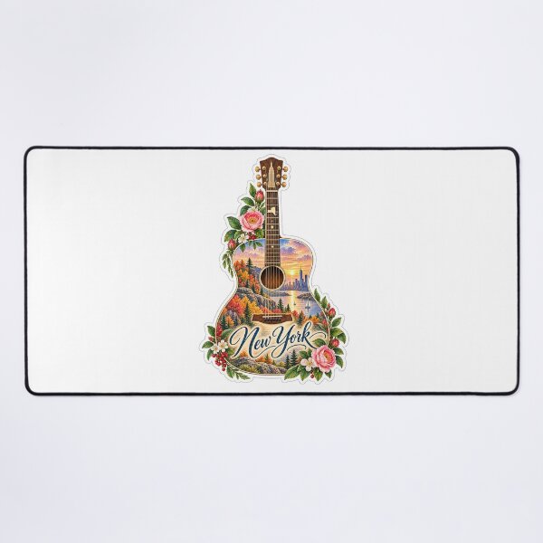 Item preview, New York City and Mountains Guitar designed and sold by Whimspired By Paxx.