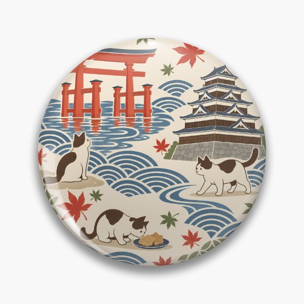 Item preview, Hiroshima Cats Japanese Wave Pattern designed and sold by DAYAMA Japan.