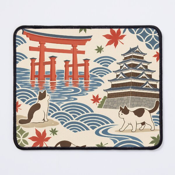 Item preview, Hiroshima Cats Japanese Wave Pattern designed and sold by DAYAMA Japan.