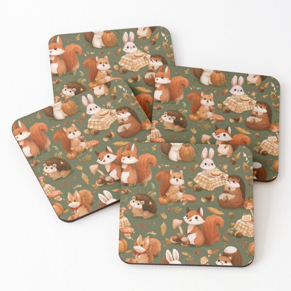 Item preview, Cute Woodland Animals Autumn Fall Pattern designed and sold by NicolasGlowArt.