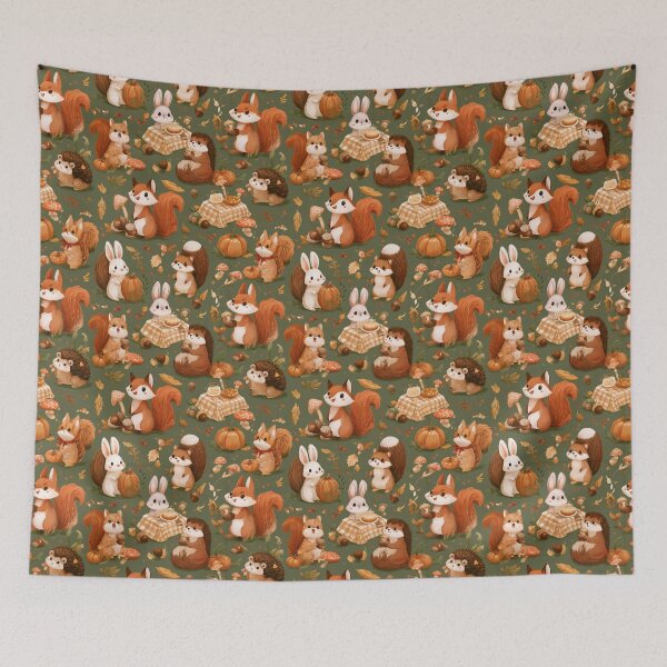 Item preview, Cute Woodland Animals Autumn Fall Pattern designed and sold by NicolasGlowArt.