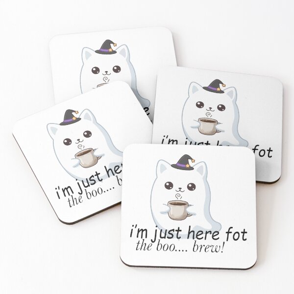 Item preview, Cute Ghost Cat Drinking Coffee - I'm Just Here For The Boo Brew  designed and sold by Brexmore3.