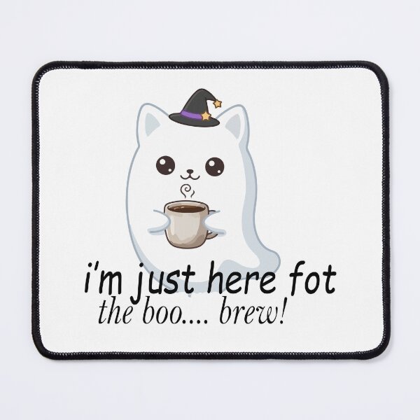 Item preview, Cute Ghost Cat Drinking Coffee - I'm Just Here For The Boo Brew designed and sold by Brexmore3.