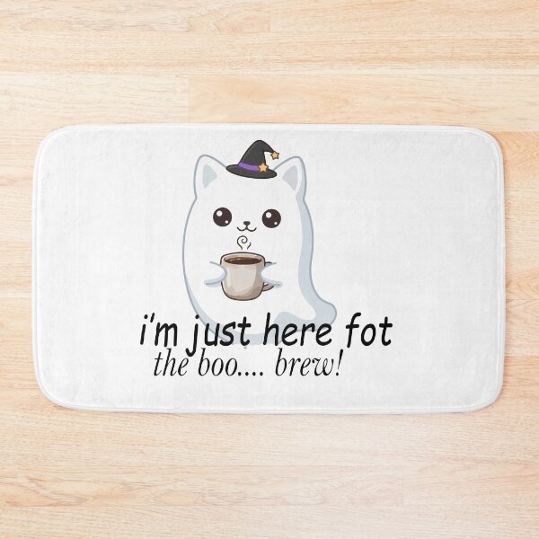 Item preview, Cute Ghost Cat Drinking Coffee - I'm Just Here For The Boo Brew  designed and sold by Brexmore3.