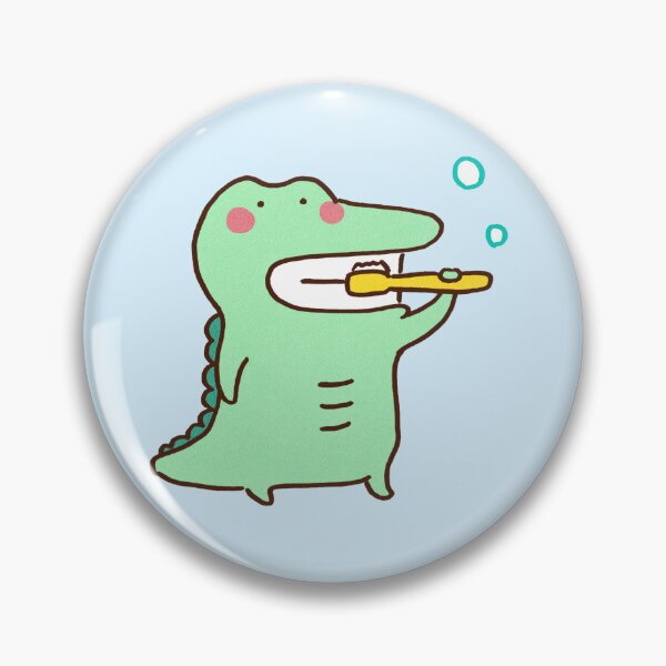 Item preview, Cute Crocodile Brushing Teeth With A Toothbrush designed and sold by Chunu Doodles.