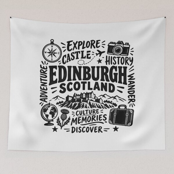 Item preview, Edinburgh Scotland Explore Adventure Hand Lettered Travel Design designed and sold by Yellowriversss.