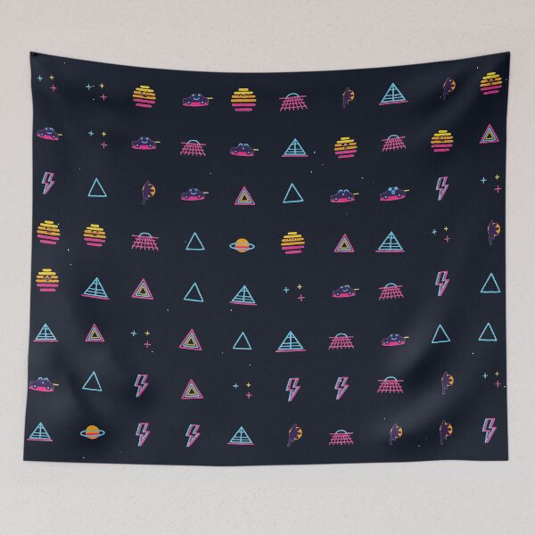 Item preview, Outrun Sunset Synthwave Retro 80s Micro Icon Seamless Pattern designed and sold by KungPowUnicorn.
