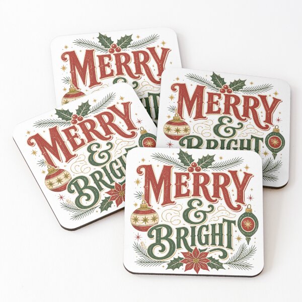 Item preview, Merry & Bright Vintage Christmas Typography Retro Holiday T-Shirt designed and sold by Imran75khan.