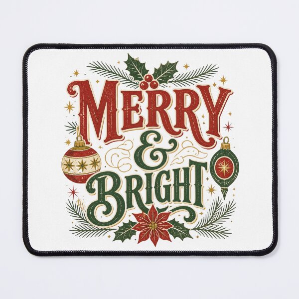 Item preview, Merry & Bright Vintage Christmas Typography Retro Holiday T-Shirt designed and sold by Imran75khan.