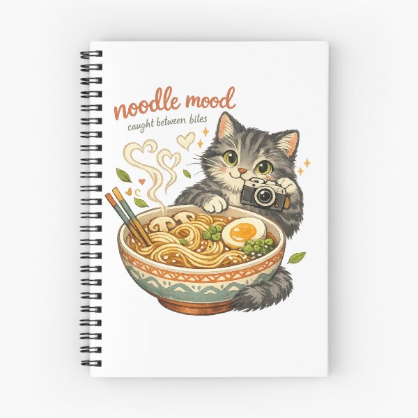 Item preview, Noodle Mood Caught Between Bites Cute Cat Ramen Foodie Kawaii Art designed and sold by inkoutninja.