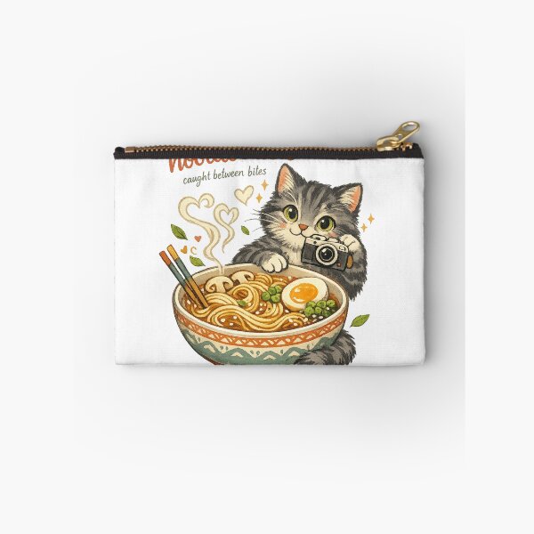 Item preview, Noodle Mood Caught Between Bites Cute Cat Ramen Foodie Kawaii Art designed and sold by inkoutninja.