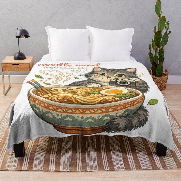 Item preview, Noodle Mood Caught Between Bites Cute Cat Ramen Foodie Kawaii Art designed and sold by inkoutninja.