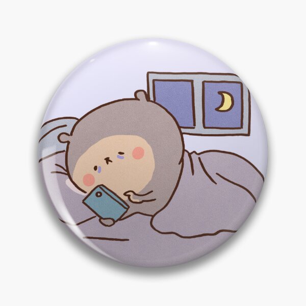 Item preview, Sleep Deprived Bear Using Smartphone In Bed designed and sold by Chunu Doodles.