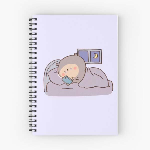 Item preview, Sleep Deprived Bear Using Smartphone In Bed designed and sold by Chunu Doodles.