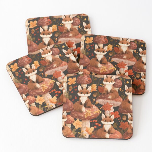 Item preview, Cute Autumn Fox Mushroom Forest Pattern designed and sold by NicolasGlowArt.