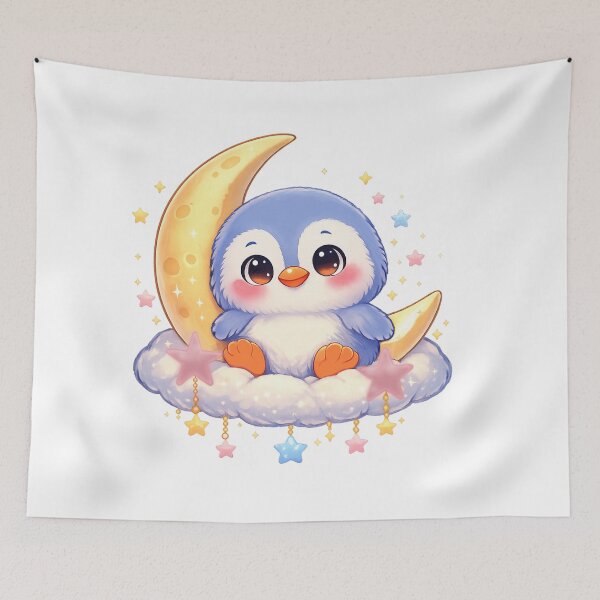 Item preview, Dream penguin on a cloud moon – gentle celestial peace designed and sold by Herzbaumatelier.