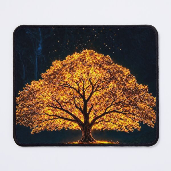 Item preview, Golden Glowing Tree on Hill at Night designed and sold by Jeniej.