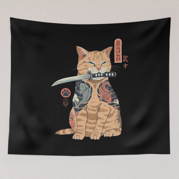 Item preview, Japanese Tattoo Cat With Katana Sword Art designed and sold by DIEGYNOSO12.
