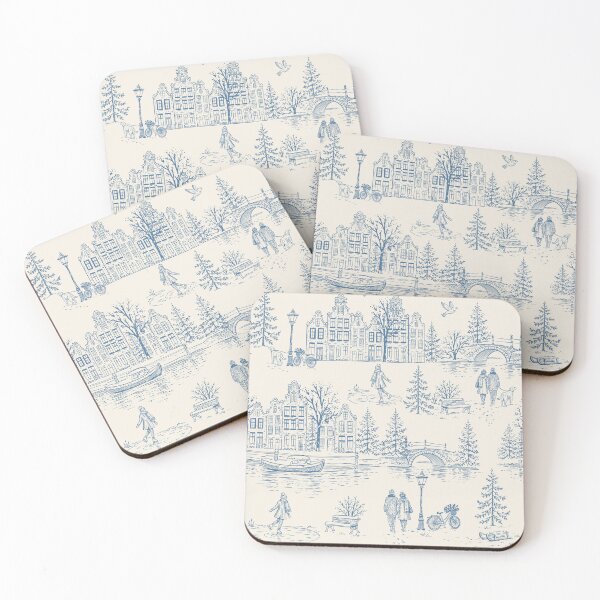 Item preview, Modern Toile of Winter Wonderland of Amsterdam Canals  designed and sold by Studio Pico.