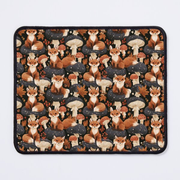Item preview, Cute Fox Mushroom Autumn Woodland Forest Pattern designed and sold by NicolasGlowArt.