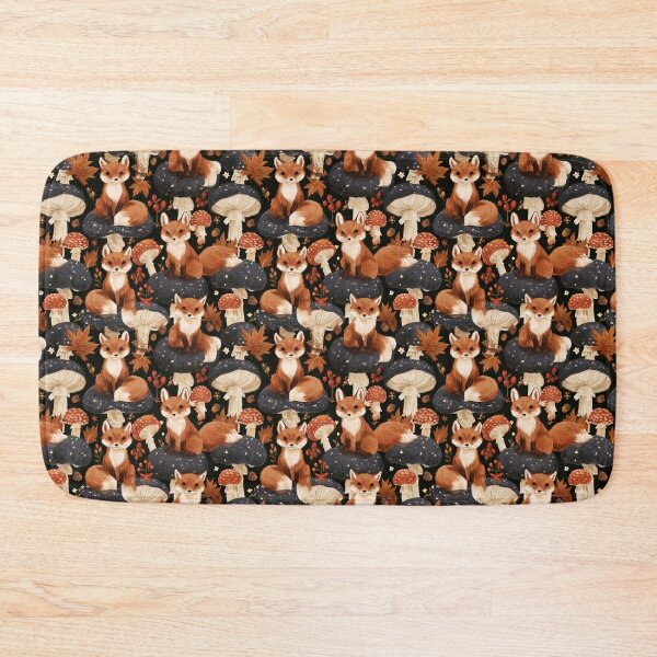 Item preview, Cute Fox Mushroom Autumn Woodland Forest Pattern designed and sold by NicolasGlowArt.