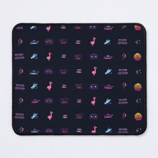 Item preview, Retrowave Mega Mix 80s Synthwave Cassette Flamingo Micro Icon Seamless Pattern designed and sold by KungPowUnicorn.